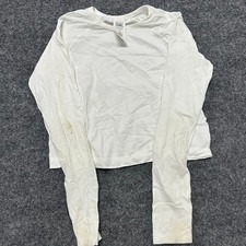 Athleta Girl Long Sleeve Top Girls Size L/12 White Athletic Mesh Thumbhole Stain