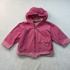 Vtg Carter s Girls 4T Pink Dainty Embroidered Floral Rain Jacket Hooded Spring
