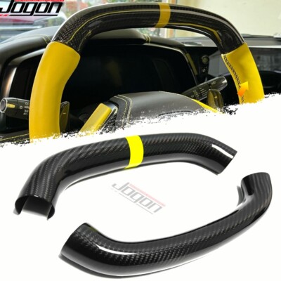 Real Carbon Fiber Steering Wheel Bezel Covers For C8 Corvette Stingray & Z06 2020-2025