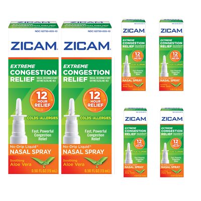6 Pack Zicam Extreme Congestion Relief Liquid Nasal Spray 0.50Oz Each