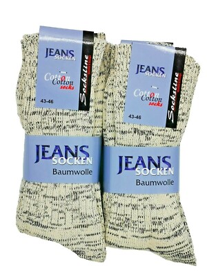 Jeans Socken 100% Baumwolle 4 oder 8 Paar Herren, Damen Jeanssocken atmungsaktiv