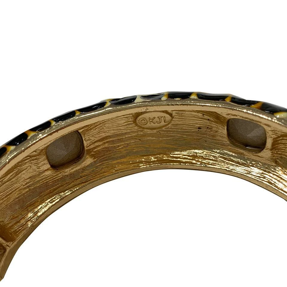 Brazalete Abrazadera Firmado Kenneth J Lane "KJL" Estampado Jirafa Tono Dorado Esmalte Foto 2 de 2