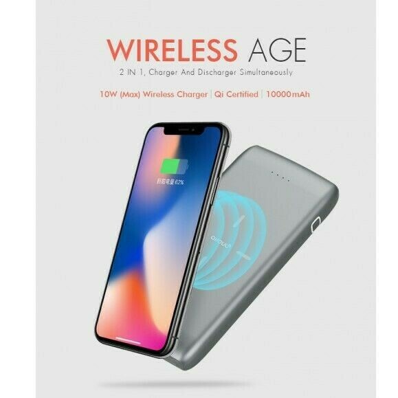 10K mAh Power Bank with Qi Wireless Charging & USB  