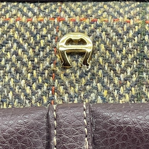 Vintage 90s ETIENNE AIGNER Small Wool Leather Satchel Bag Handbag Crossbody NOS - Picture 11 of 24