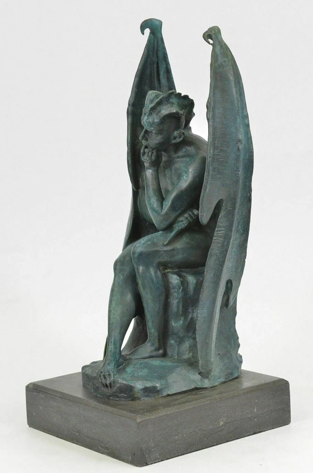 Escultura de Sátiro de Bronce Diabólica Fantasía Oral Escultura Mística Diablo Art Nouveau Foto 3 de 4