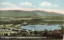 c1905 Center Harbor New Hampshire Birds Eye View from Sunset Hill NH Postcard