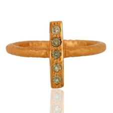 Natural Peridot Gemstone 925 Sterling Silver Ring 14K Gold Plated Gift Jewelry