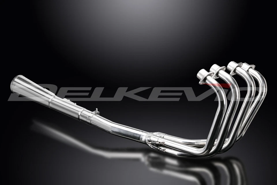 Suzuki GS750L 1979 Delkevic Full Exhaust 4-1 Stainless Classic Megaphone Muffler — 第 4/4 张图片