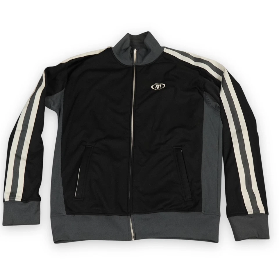 Tecnica 夹克男式大号黑色灰色全拉链轨道羊毛衬里复古 Y2K 风格 — 第 3/4 张图片