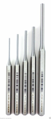 Juego de punzones de alfileres Wilde Tool de 5 piezas HECHO EN EE. UU. 3/32 - 1/4"" de pulgada maquinista de armero - Imagen 4 de 4