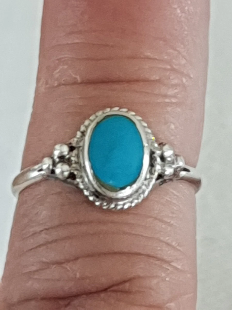 Bague plaquée argent et design turquoise cuivrée T59-60 - Montres & Bijoux