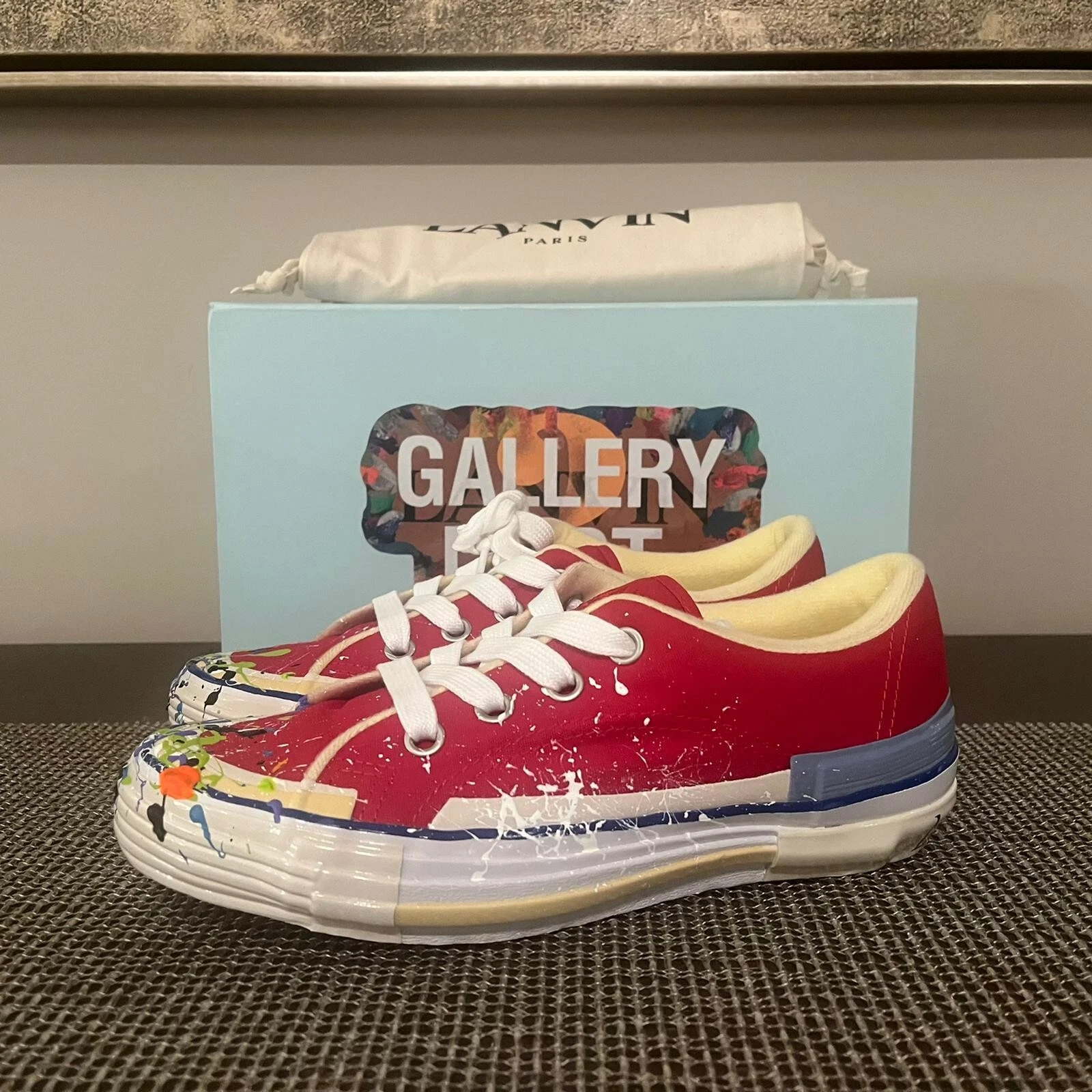 Lanvin — Gallery Dept. × Lanvin Melted Low Top Vulcanized Paint Splatter Sneakers 41