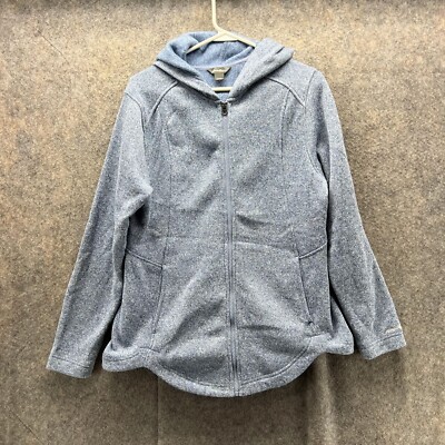 Eddie Bauer Sweater Women Large Heather Blue Hoodie Full Zip Jacket  Polyester