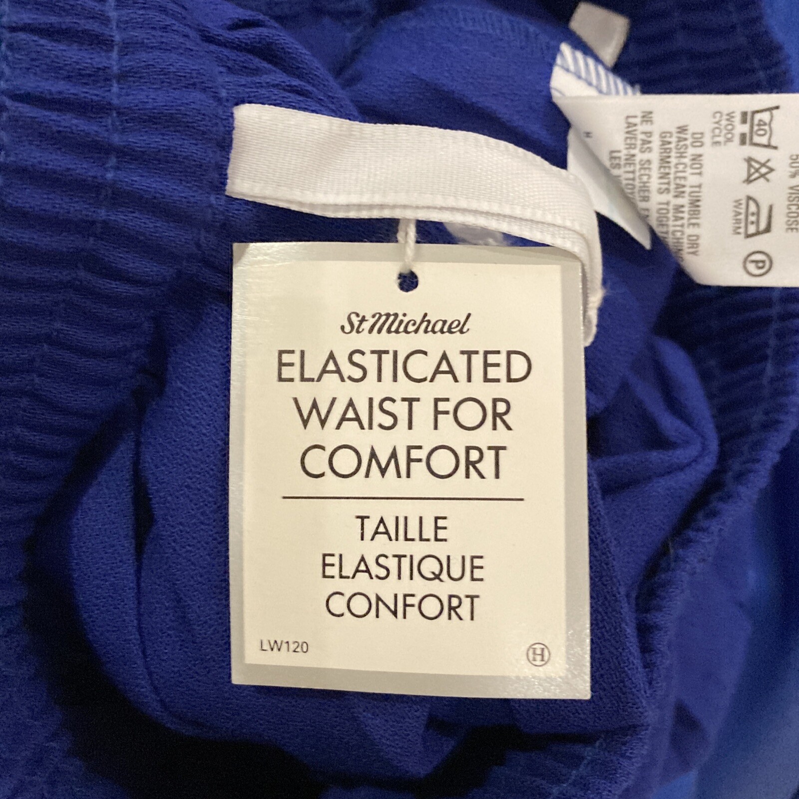 Vintage 1980s Cobalt Blue M & S Pleated Skirt, Size 10 UK, Long Length 6