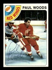 PAUL WOODS SIGNED 1978-79 TOPPS HOCKEY #159 - DETROIT RED WINGS AUTO - AUTOGRAPH