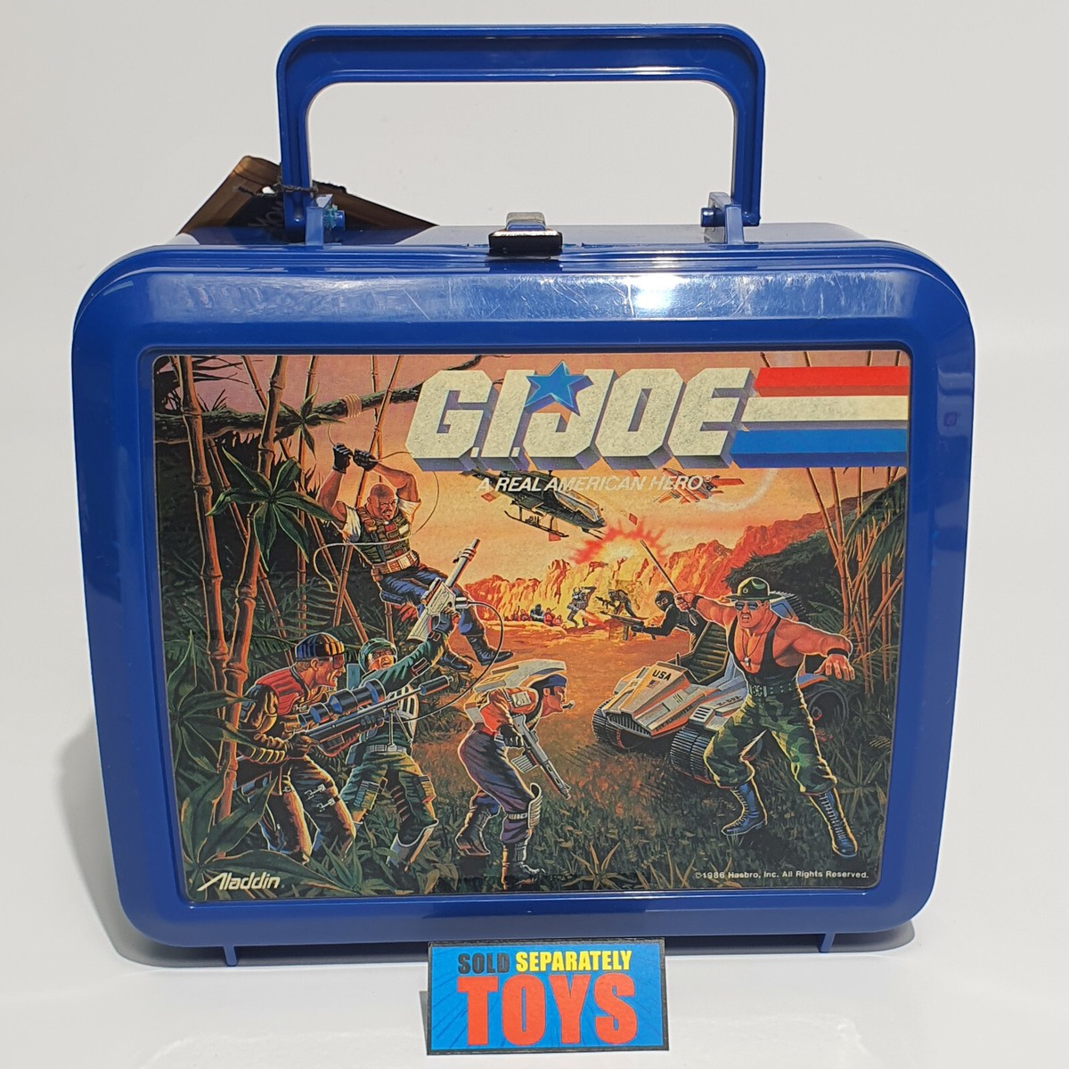 Vtg GIJoe Aladdin LUNCH BOX & THERMOS Live The Adventure blue