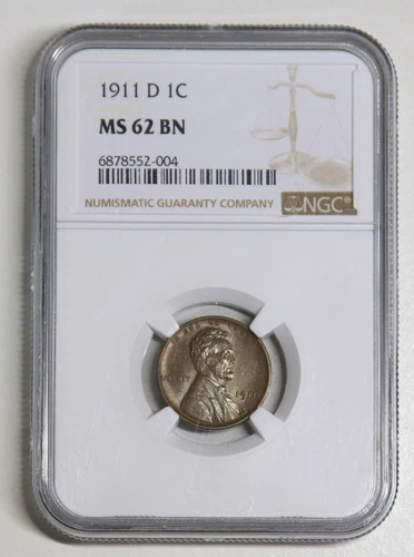 1911-D Lincoln Wheat Cent NGC MS62BN Lovely Chocolate Surfaces