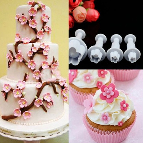 4Pcs Plum Flower Fondant Cake Cutter Plunger Cookie Mold Decorating Candy Mo_bf - Picture 9 of 12
