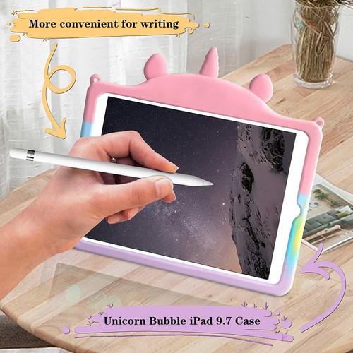 iPad Air 2 / Pro 9.7" Stand Case Kids Protective Cover Push Pop Bubble Unicorn - Picture 5 of 7