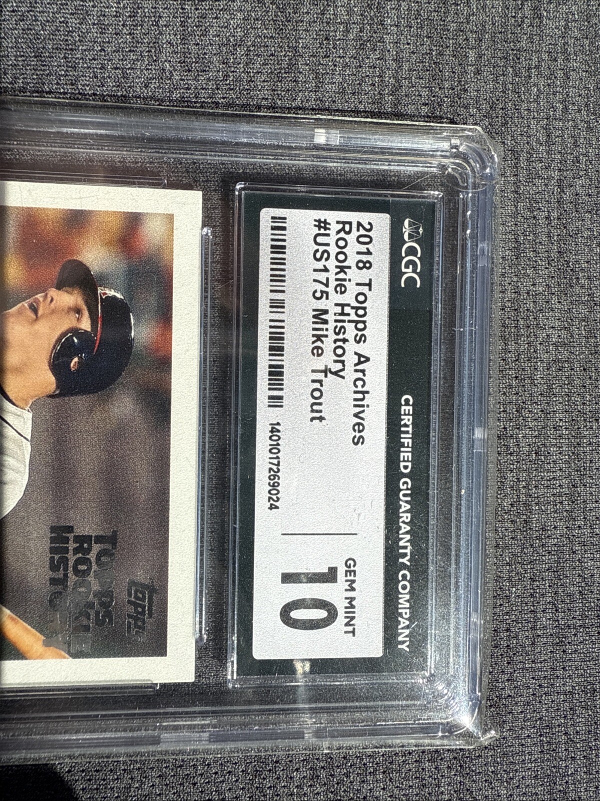 2018 Topps Archives Mike Trout Topps Rookie History RC #US175 PSA 10 GEM MT view 2