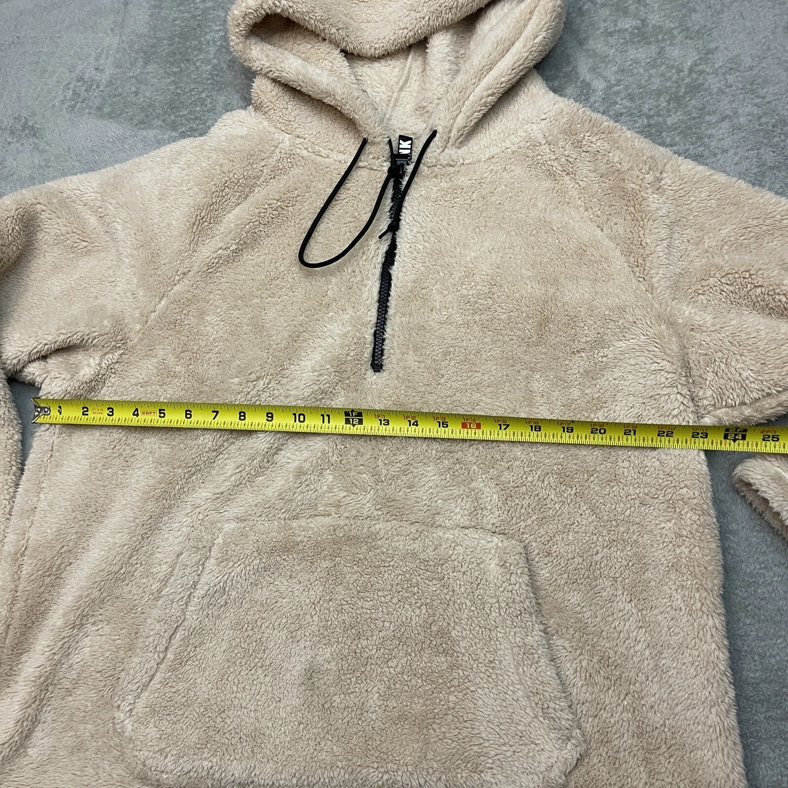 UNDERCOVER Victorias Secret ROSA beige sherpa L pullover felpa con cappuccio pile tasca canguro