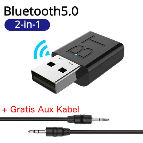 Bluetooth 5.0 Adapter 2-in-1 Transmitter Empfänger Musik TV PC Audio Sender3.5mm - Picture 1 of 8