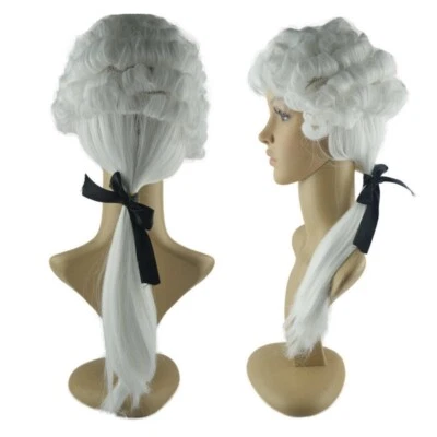 1PC White Judge Wig Colonial Wig Lawyer Dress Costume Halloween Fancy Party wig◈