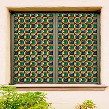 3D Square A133 Window Film Print Sticker Cling Stained Glass UV Sinsin