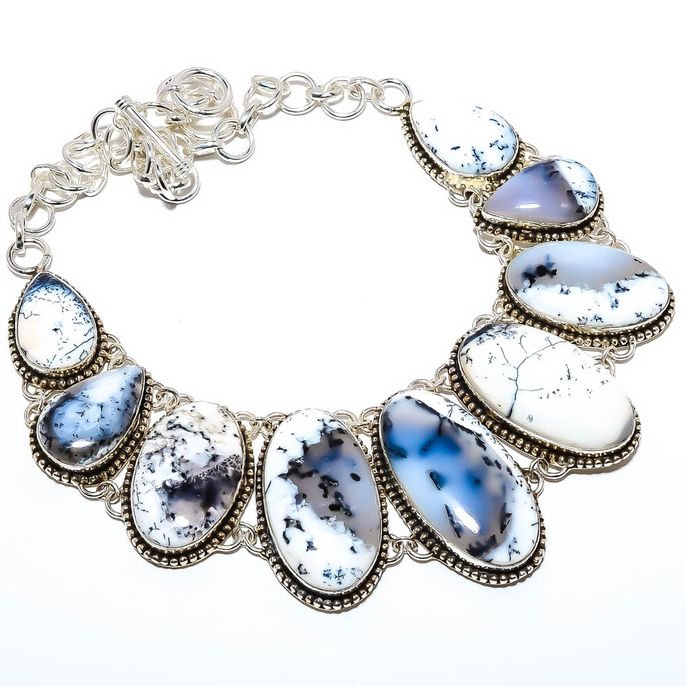 Dendritic Opal - Brazil Gemstone 925 Sterling Silver Necklace 17.99