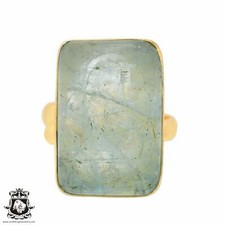 Size 10.5 - Size 12 Adjustable Aquamarine 24K Gold Plated Ring GPR778