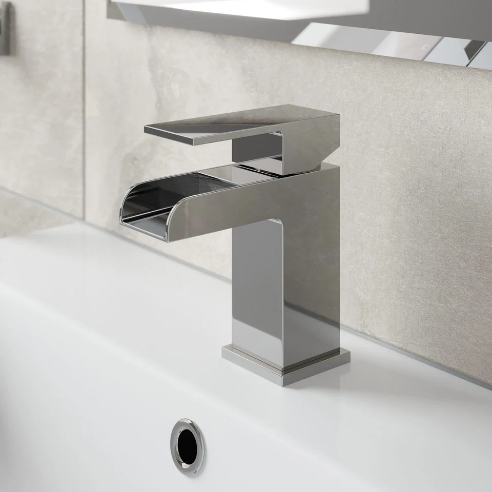 Waterfall Bathroom Taps Chrome Basin Mixer Bath Filler Shower Deck Tap Sets - Image 3 of 4