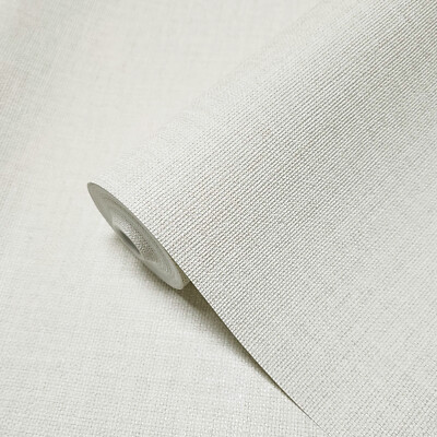 Plain ivory off white cream faux sackcloth fabric woven textured lines Wallpaper