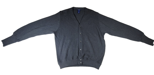 Vintage Izod Sweater Mens Sz Large Grey Rugby Made In USA College Preppy Nerdy - Picture 2 of 21