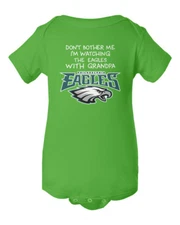 Watching With Grandpa Dont Bother Philadelphia Eagles Baby Short Sleeve Bodysuit