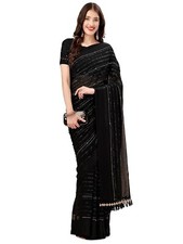 Women's Moti Work With Heavy Sequence Work Saree With Unstitched Blouse Piece