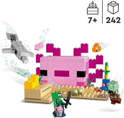 LEGO 21247 Minecraft The Axolotl House Set, Buildable Underwater