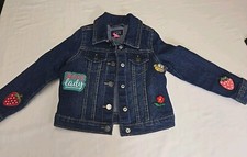 The Children's Place Toddler Girls Denim Jacket Size 3T Patches Fruit Flowers
