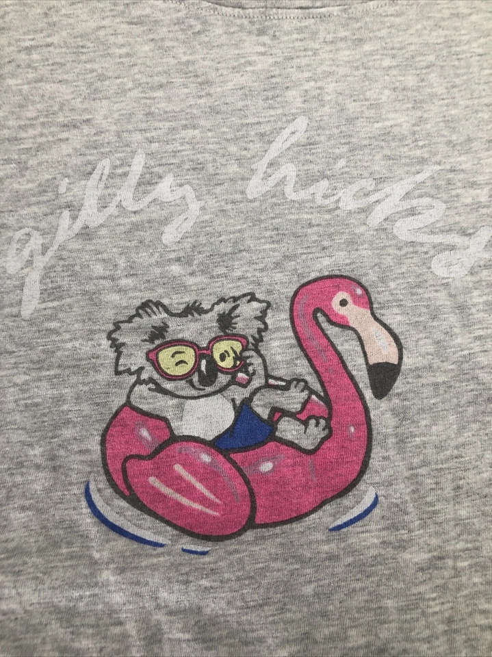 Koala On A Flamingo Pool Float Hollister Small Gray Cropped Shirt Fast Shipping Foto 2 de 4