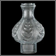NEW COOLIDGE DRAPE PATTERN OIL LAMP CHIMNEY CLEAR GLASS 3" BOTTOM FITTER