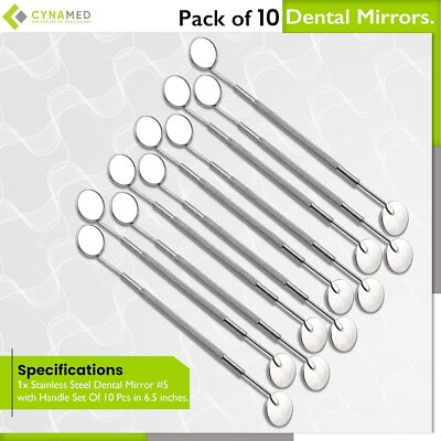 Dental Mirror #5 with Handle 6.5'', Dentist Tool for Teeth Cleaning Double Sided