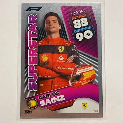 Topps F1 Turbo Attax 2022 Formula 1 Carlos Sainz SUPERSTAR 303 HOLO FOIL NM