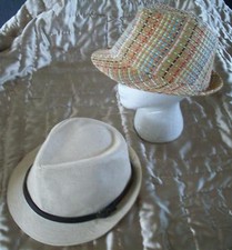 LOT OF 2 UNISEX MEN WOMEN FEDORA HATS ONE SIZE FITS ALL