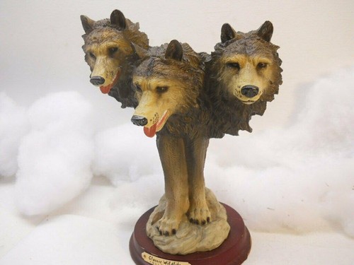 Wolves Busts on Solid Wood Base - Picture 2 of 4