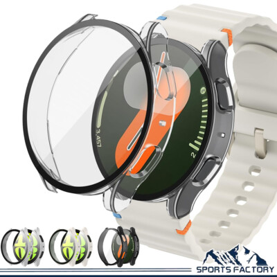 Fo Samsung Galaxy Watch 7 Hard Case Screen Protector Tempered Glass Cover Bumper