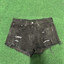 Vintage Levis 501 Black Distressed with Holes Cutoff 2" Jean Shorts Size 32