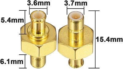 2x SMB Male to MCX Male straight plug RF connector adapter - UK Seller