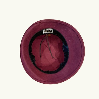 Scala Hats | Curled Brim Slanted Cloche Wool Hat with Velvet Bow Burgundy Scala Women main image 4
