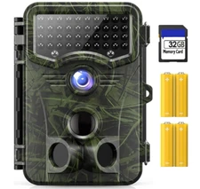 2PC 4K Trail Camera 32MP Dual len Night Vision Wildlife Hunting Game 32GB card