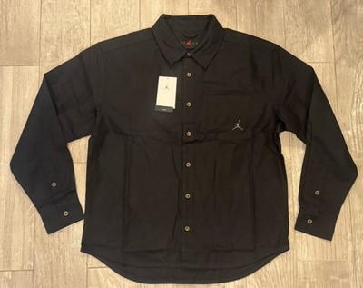 Nike Jordan Essentials Shirt Jacket Mens M Black Twill Button Down Shacket NWT
