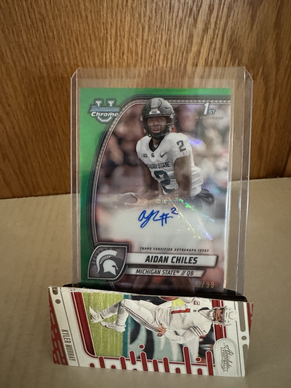 2024 Bowman University Chrome Aidan Chiles Green Refractor Holo Auto /99 MSU